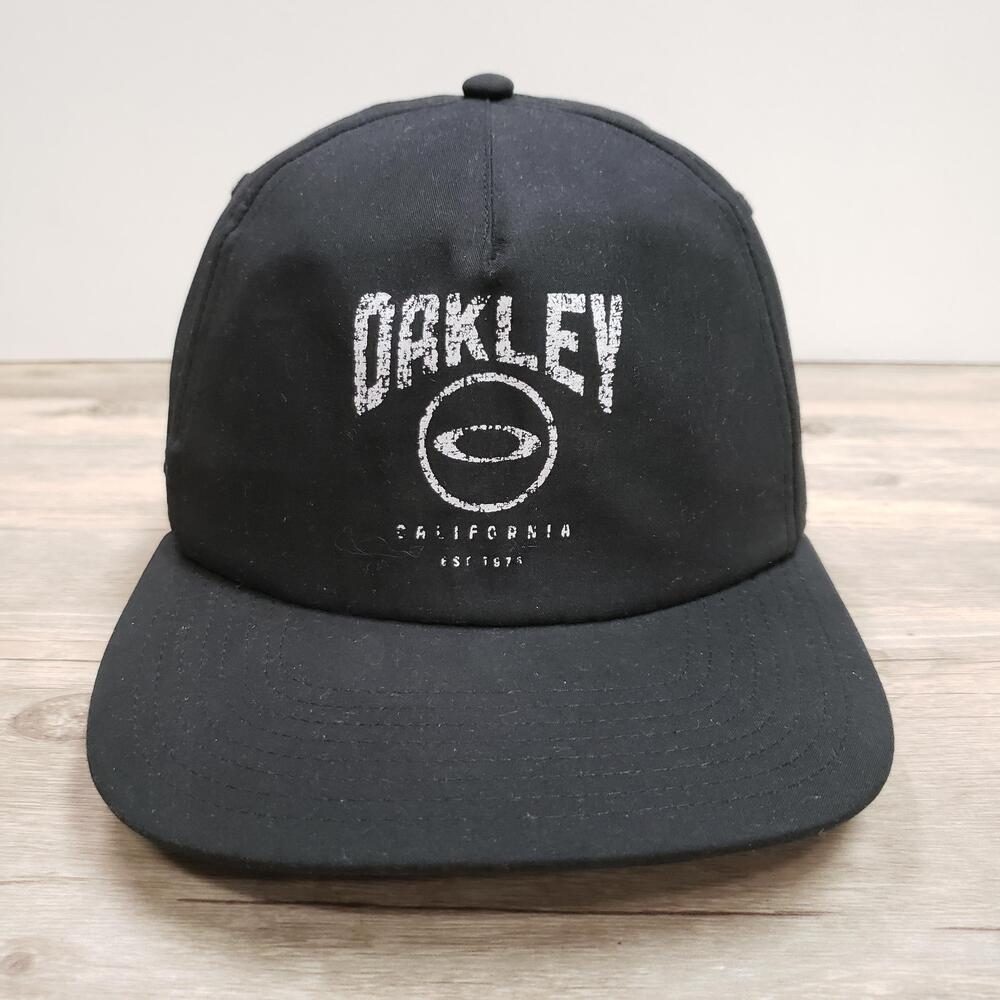 Oakley Hat Cap Snapback Mens One Size Black California Logo Polyester Adj